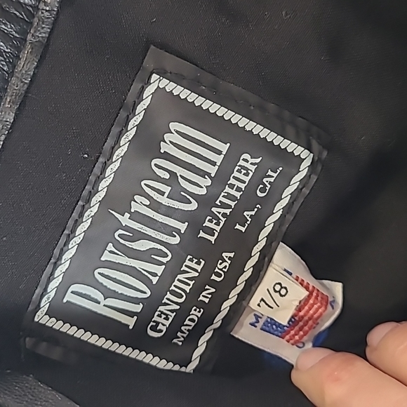 Vintage black leather pants Roxstream size 7-8 womens - Picture 6 of 12